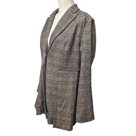 Soft Surroundings Blazer Suit Jacket Brown Gray Plaid Womens Medium Button - Picture 9 of 11